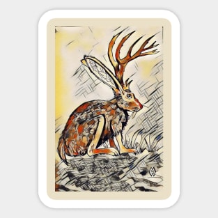 Jackalope in the Abstract Desert Sticker